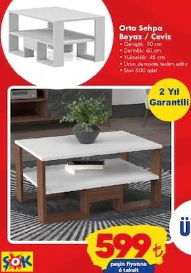 ORTA SEHPA BEYAZ / CEVİZ
